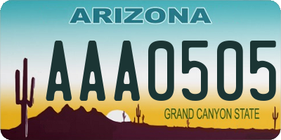 AZ license plate AAA0505