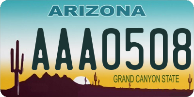 AZ license plate AAA0508