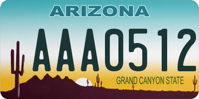 AZ license plate AAA0512