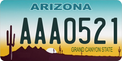 AZ license plate AAA0521