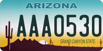 AZ license plate AAA0530