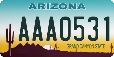 AZ license plate AAA0531