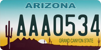 AZ license plate AAA0534