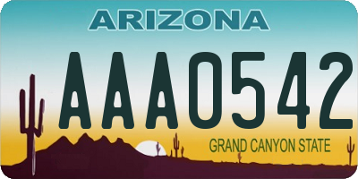 AZ license plate AAA0542