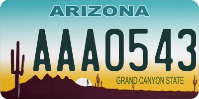 AZ license plate AAA0543