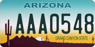 AZ license plate AAA0548