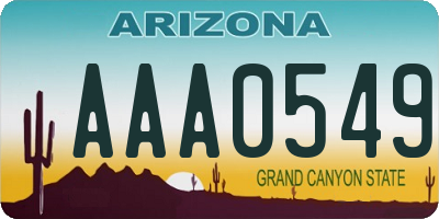 AZ license plate AAA0549