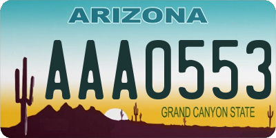 AZ license plate AAA0553