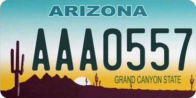 AZ license plate AAA0557