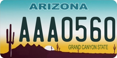 AZ license plate AAA0560