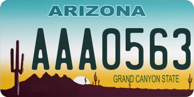 AZ license plate AAA0563