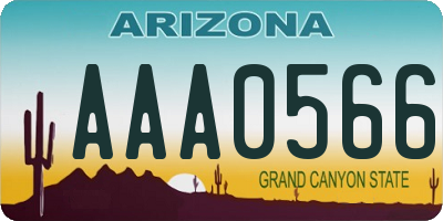 AZ license plate AAA0566