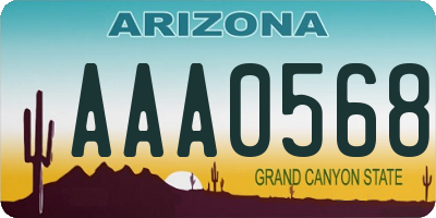 AZ license plate AAA0568
