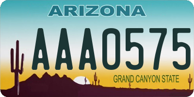 AZ license plate AAA0575