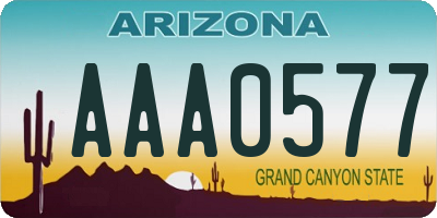 AZ license plate AAA0577