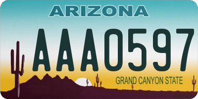 AZ license plate AAA0597