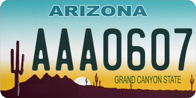 AZ license plate AAA0607