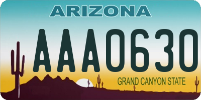 AZ license plate AAA0630