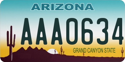 AZ license plate AAA0634