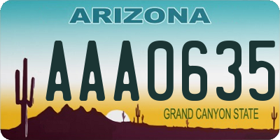 AZ license plate AAA0635