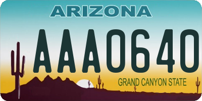 AZ license plate AAA0640