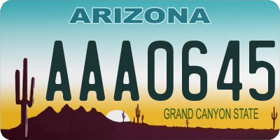 AZ license plate AAA0645