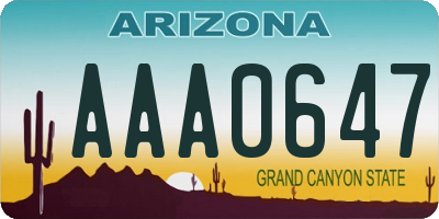 AZ license plate AAA0647