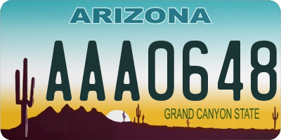 AZ license plate AAA0648