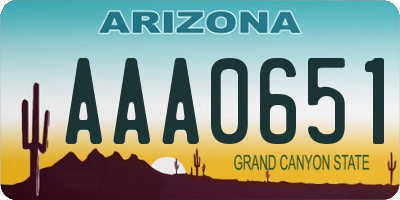 AZ license plate AAA0651