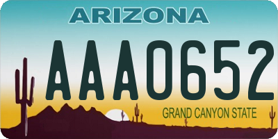 AZ license plate AAA0652