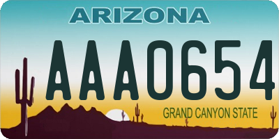 AZ license plate AAA0654