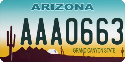 AZ license plate AAA0663