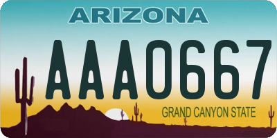 AZ license plate AAA0667