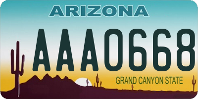 AZ license plate AAA0668