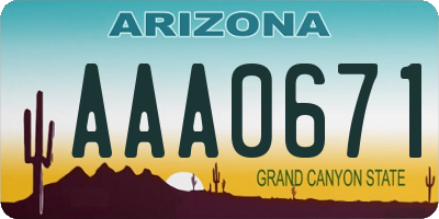 AZ license plate AAA0671