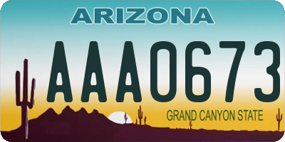 AZ license plate AAA0673
