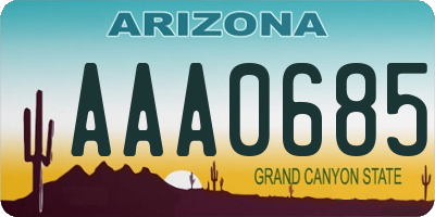 AZ license plate AAA0685