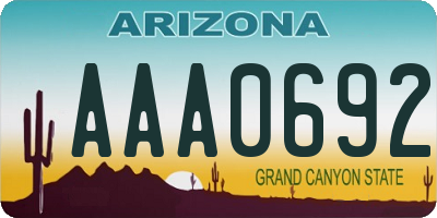 AZ license plate AAA0692