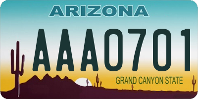 AZ license plate AAA0701