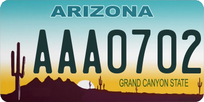 AZ license plate AAA0702