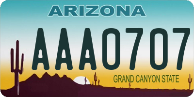 AZ license plate AAA0707