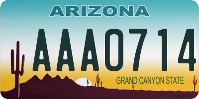 AZ license plate AAA0714