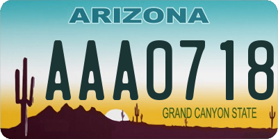 AZ license plate AAA0718