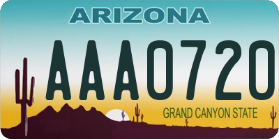 AZ license plate AAA0720