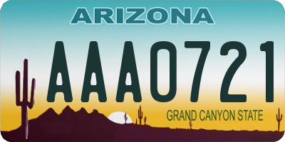 AZ license plate AAA0721