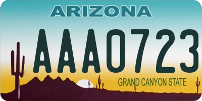 AZ license plate AAA0723