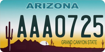 AZ license plate AAA0725