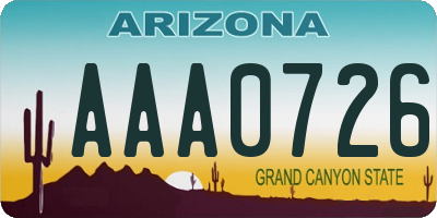 AZ license plate AAA0726