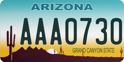 AZ license plate AAA0730