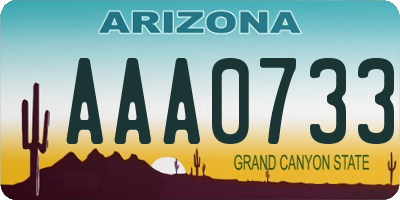 AZ license plate AAA0733